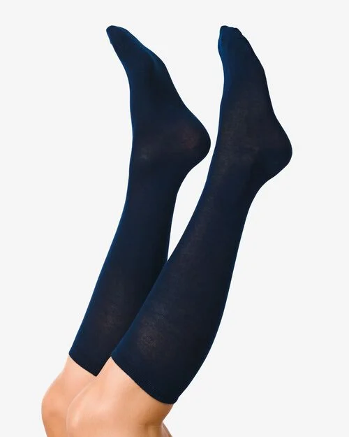 2 paires de mi-bas femme bleu foncé
