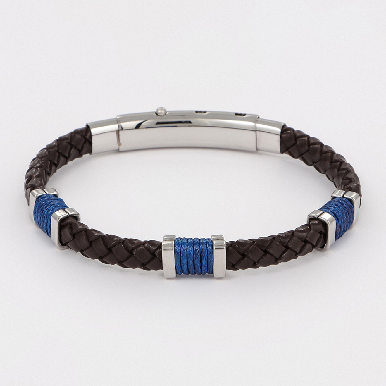 Jacobson Bracelet en Acier & Cuir marron