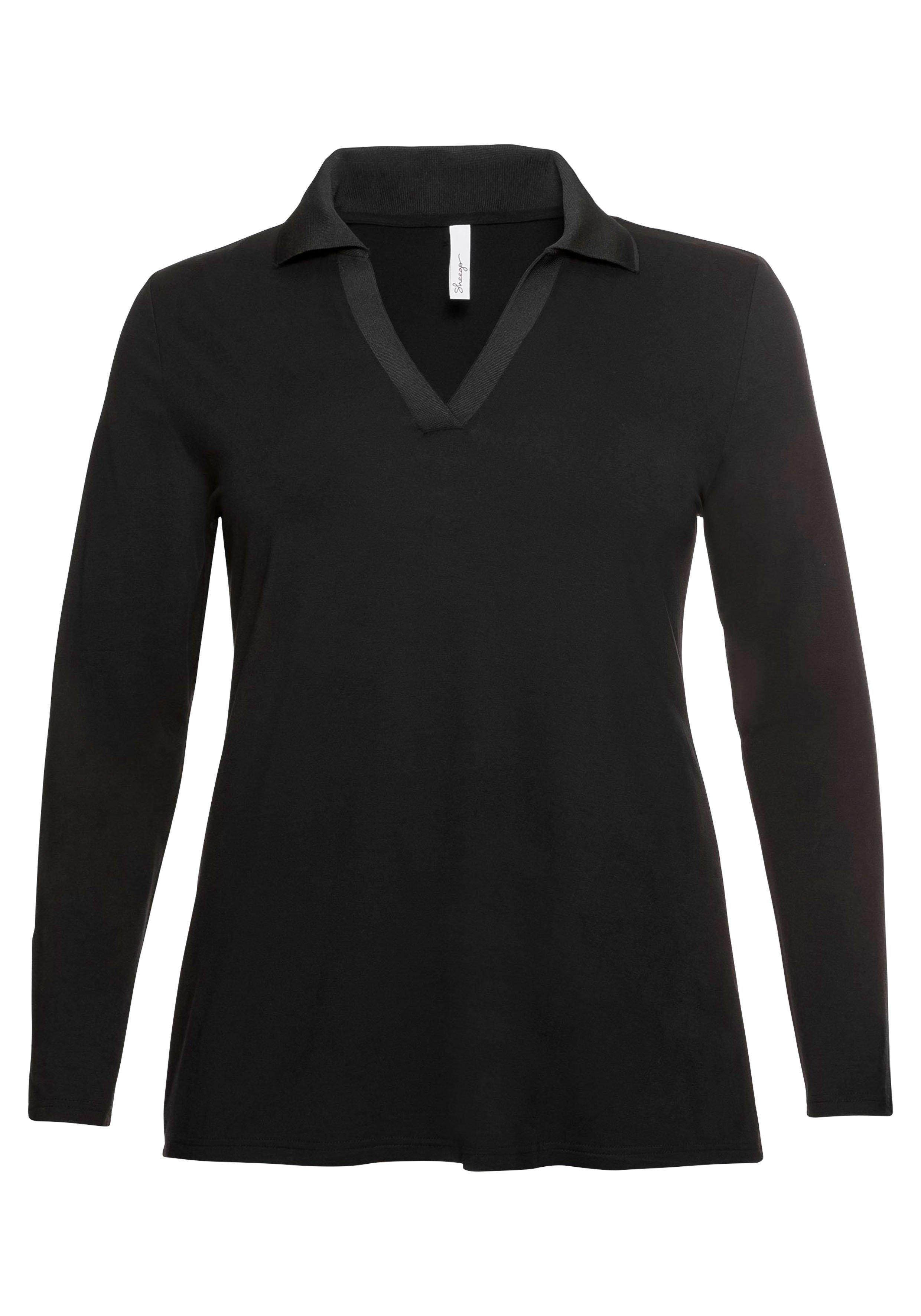 Poloshirt mit langem Arm, aus Viskosejersey