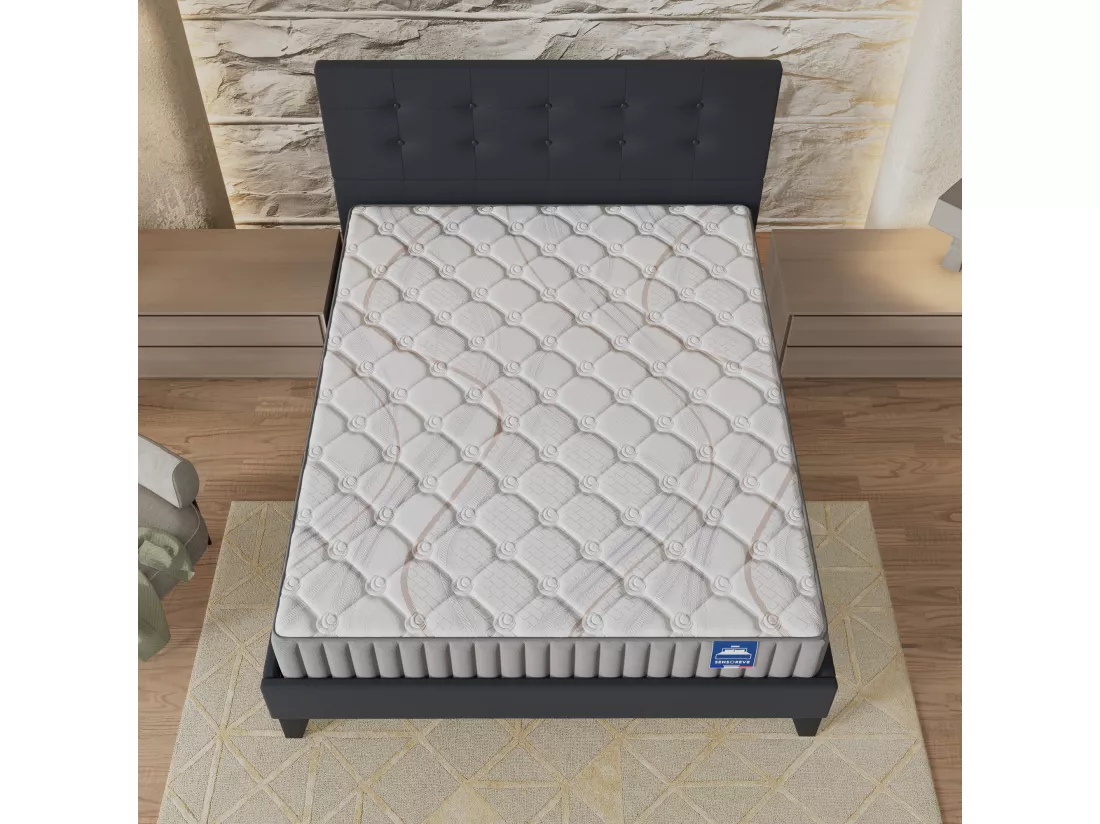 Ensemble Matelas + Lit Avec Tête De Lit 140x200 Cm, Sirius 22cm D’épaisseur Latex Naturel