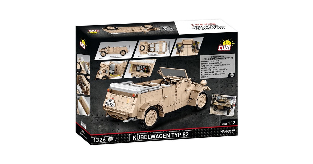 COBIHistorical Collection - Kübelwagen Personenkraftwagen Typ 82 Constructiespeelgoed  (Schaal 1:12)