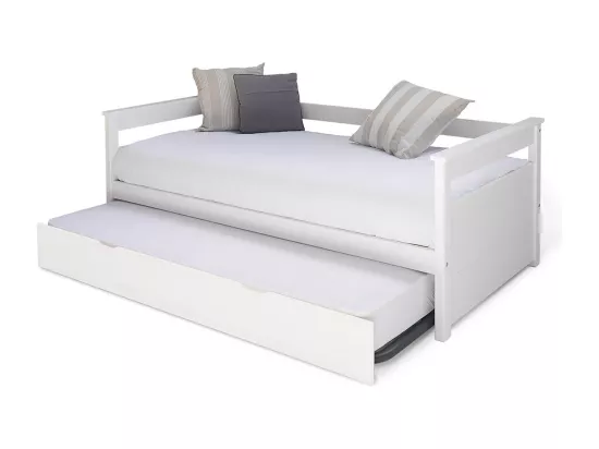 Lit banquette gigogne 90x200 cm bois massif blanc IZAO
