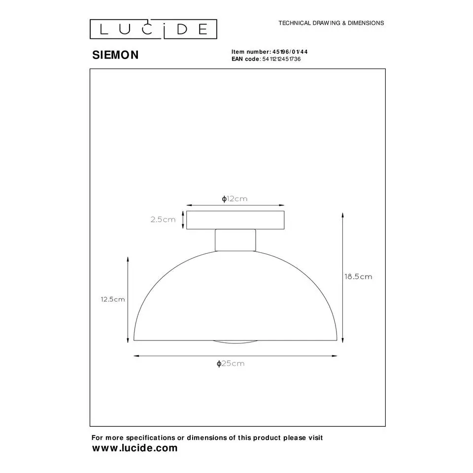 Lucide SIEMON Plafonnière - Okergeel