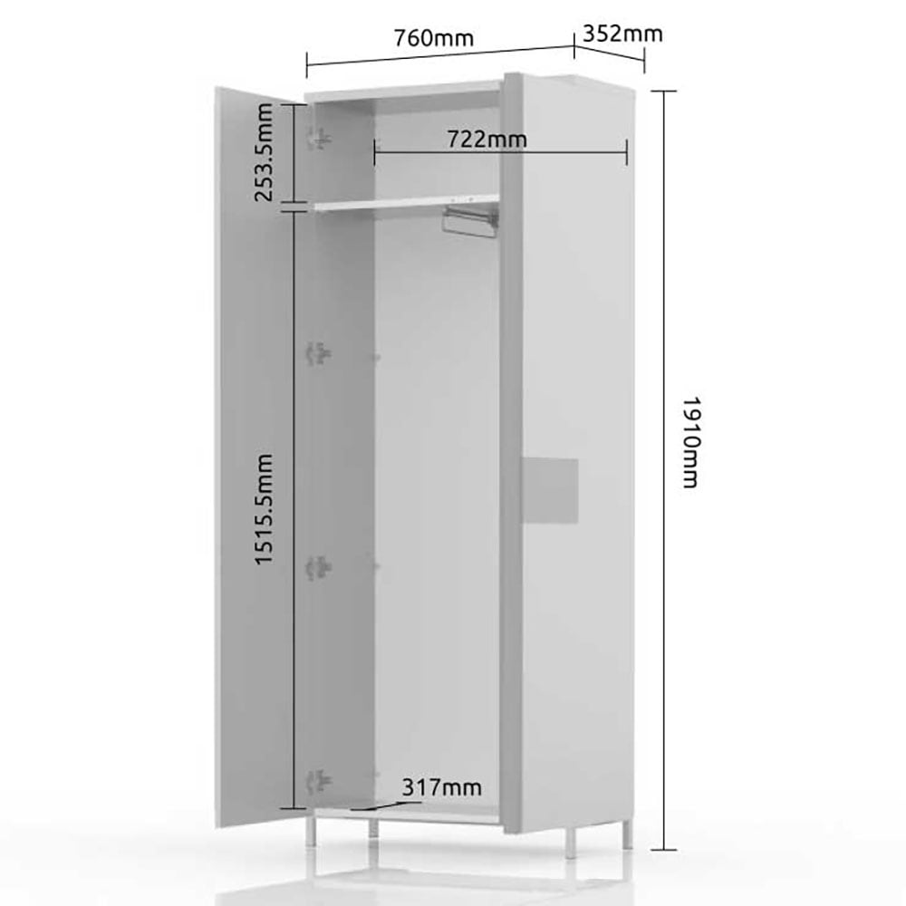 PLACES OF STYLE Garderobenschrank »Onyx« (H/B/T):191/76/35,2cm,  UV lackiert, mit Soft-Close-Funktion