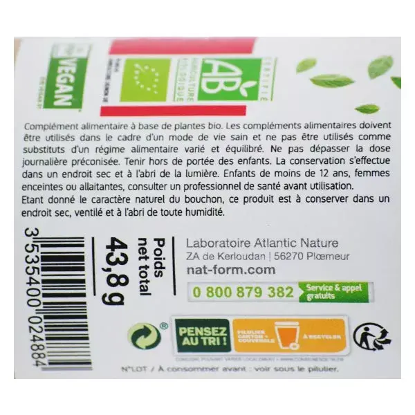Nat & Form Hamamélis Vermelha Orgânica Ecológica - 120 cápsulas