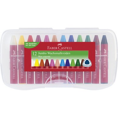 FABER-CASTELL Craies triangulaires à la cire Jumbo, étui 12