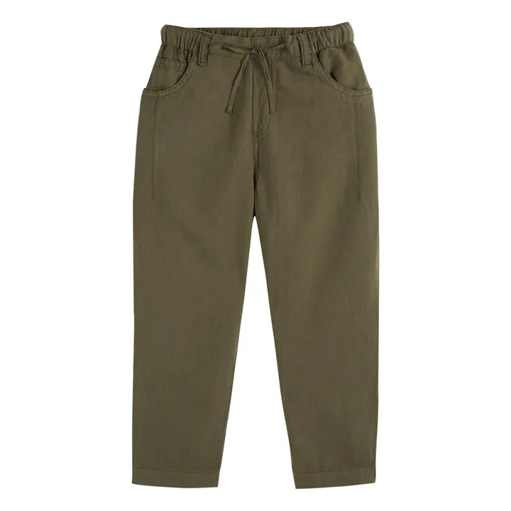 Emile et Ida Pantalon Lin | Vert kaki