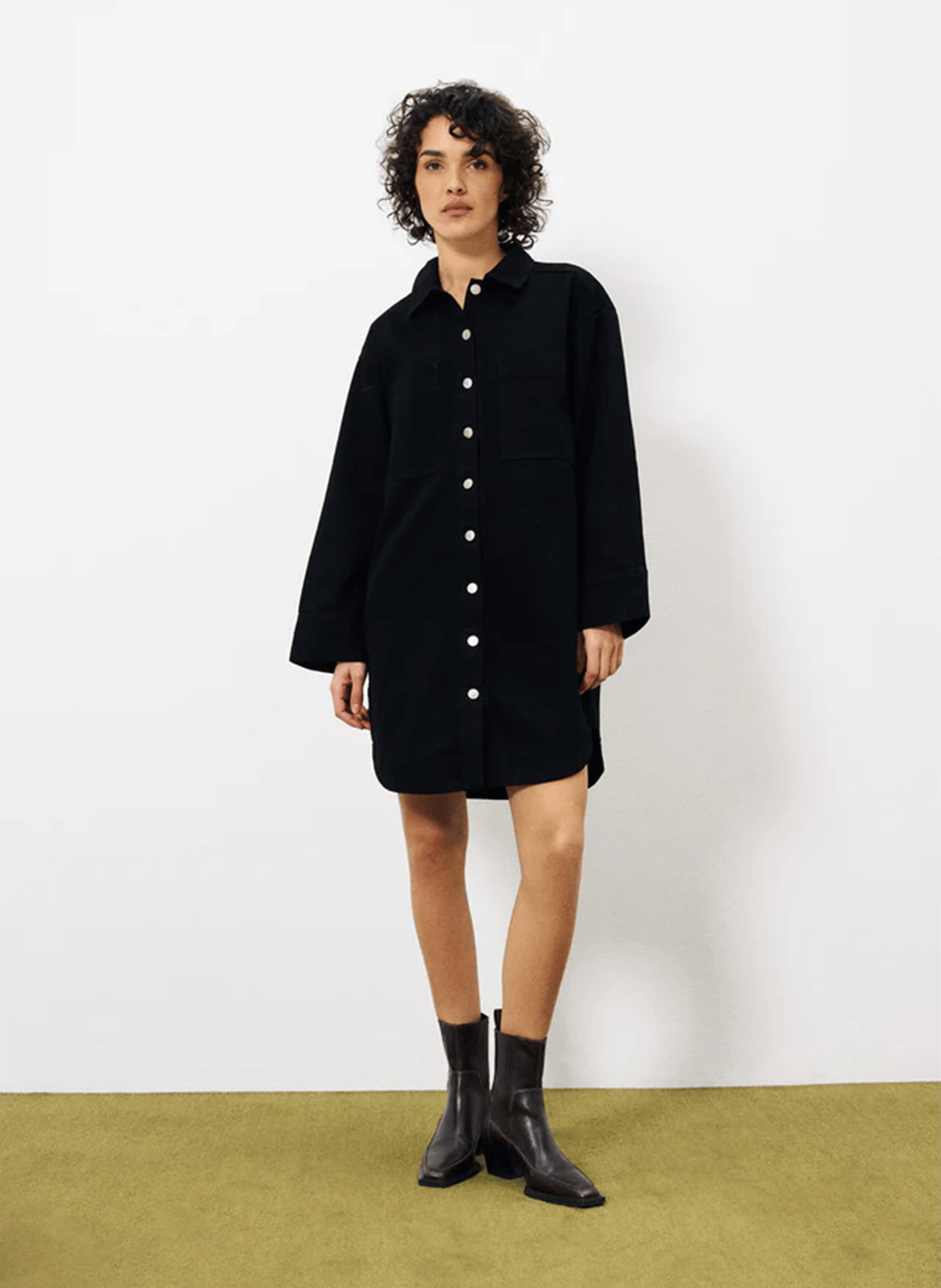 DOMITILLE - Robe chemise courte en coton| Gris