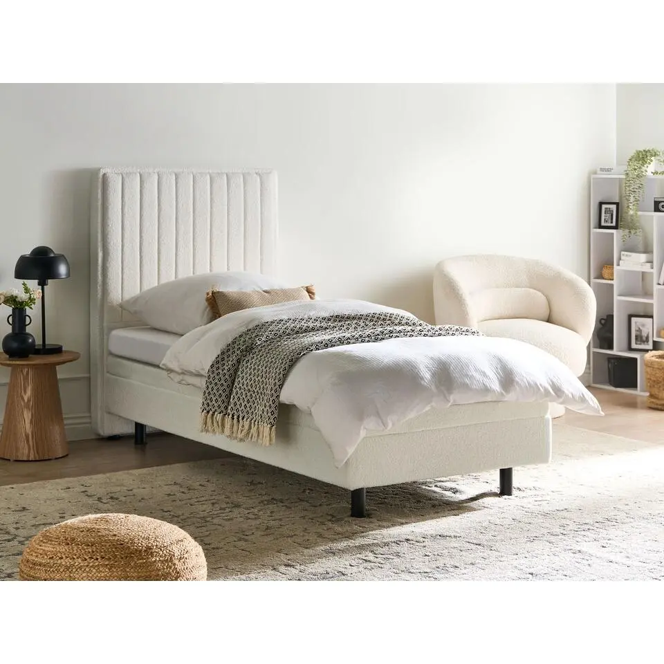 DUKE II - Eenpersoonsbed - Off-white - 90 x 200 cm - Bouclé