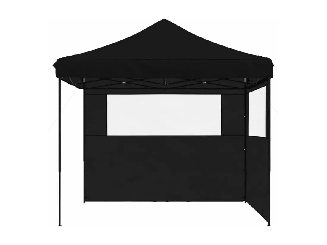 Tente de réception pliable escamotable 2 parois latérales noir