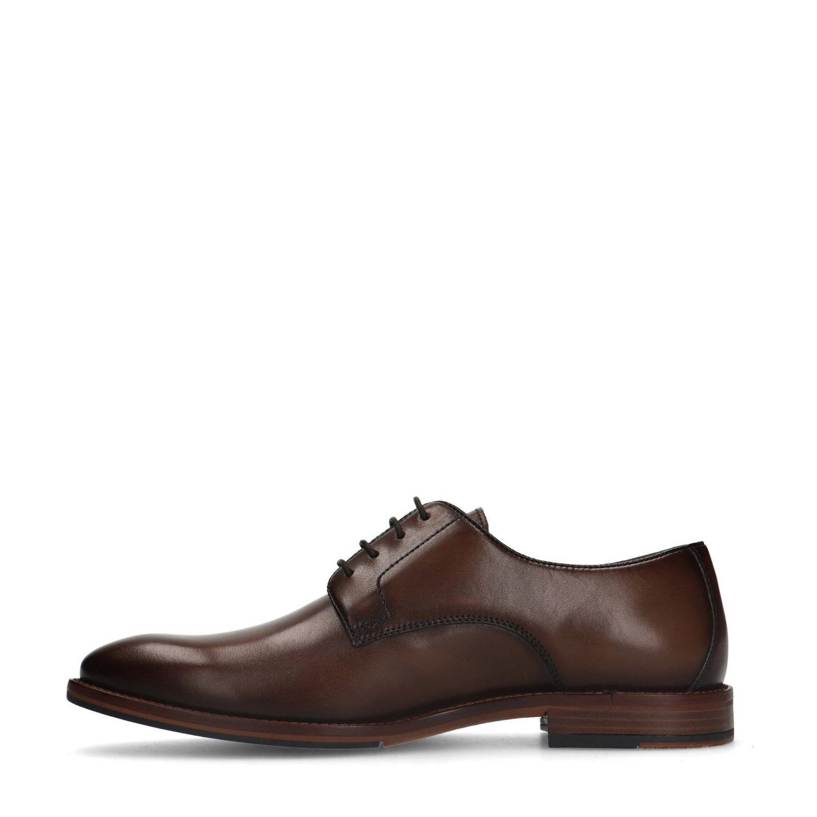 Manfield leren veterschoenen donkerbruin