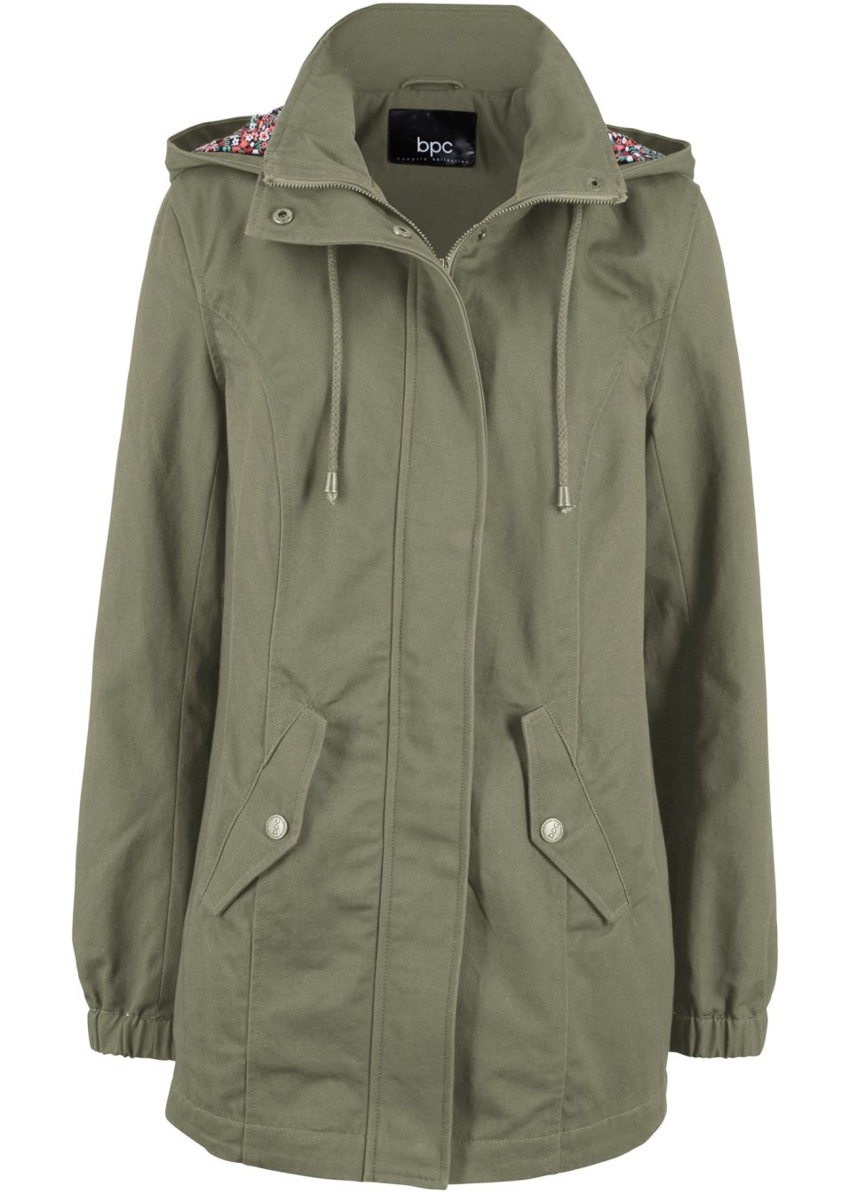 Parka coton mi-saison avec capuche imprimée