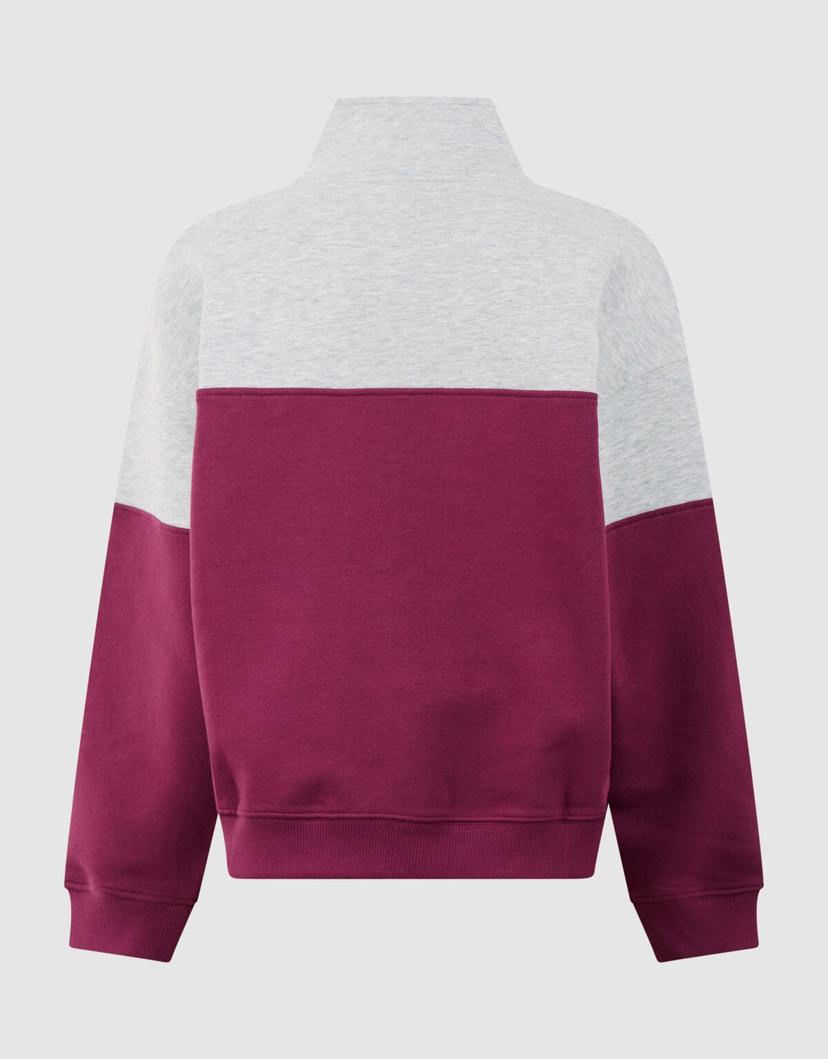 Sporty Zip Sweater Grijs/Donkerrood