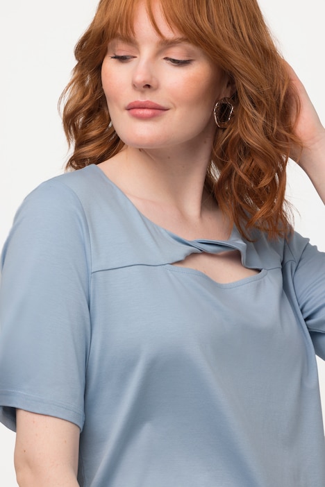 T-Shirt, Drapierung, Cut-Out, V-Ausschnitt, Halbarm