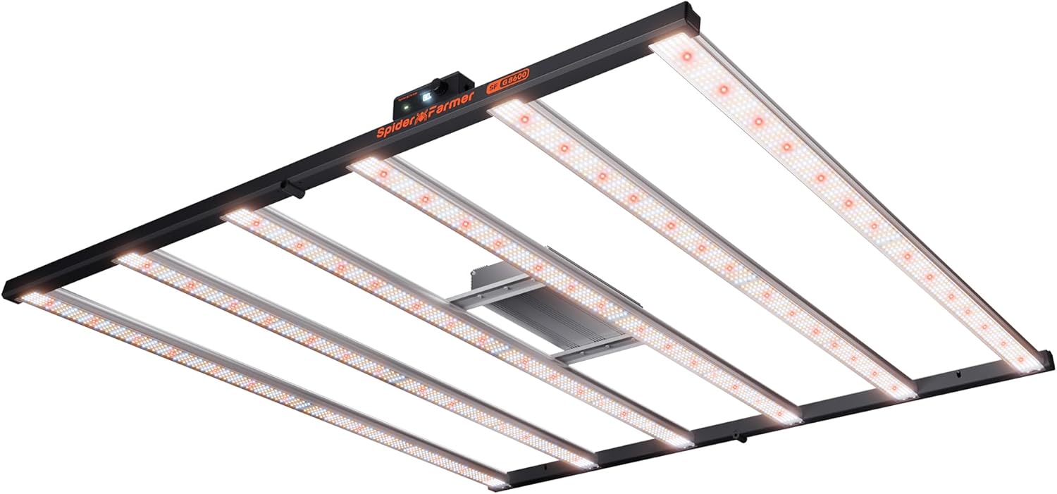 Spider Farmer Cost-Effective G8600 LED Grow Lampe 800W Bridgelux Dioden, Smarte APP Steuerung Vollspektrum Grow Light Dimmbar für Gemüse Blume 150x150CM Abdeckung