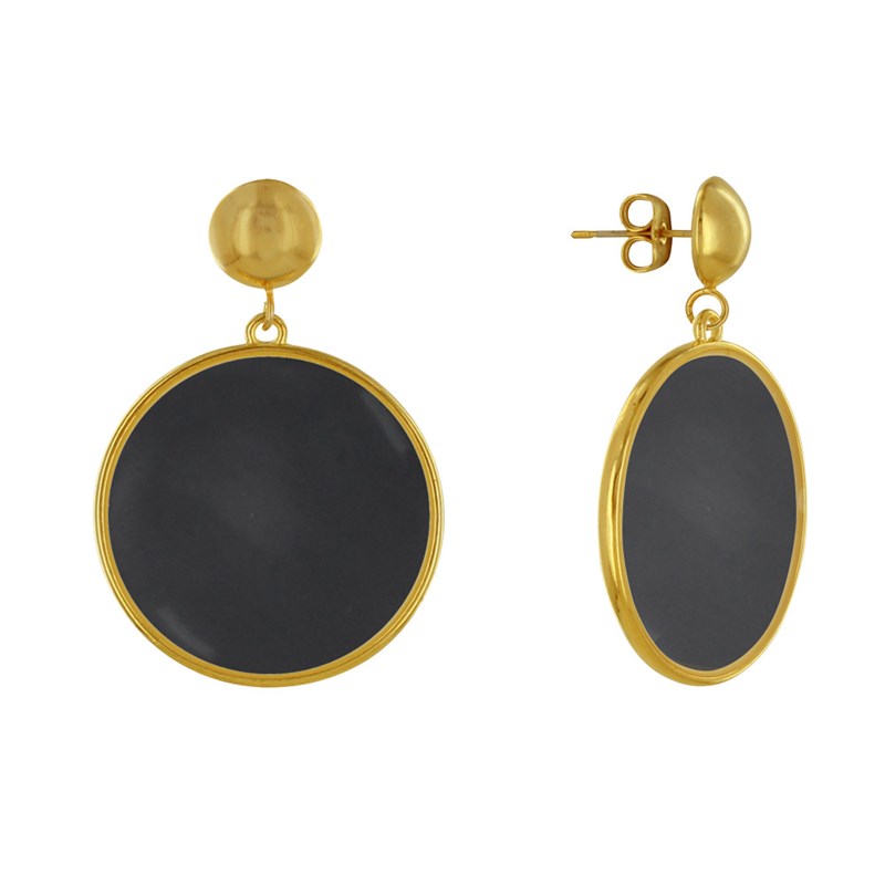 Boucles d'Oreilles Clous Métal Doré Cercle Coloré Translucide