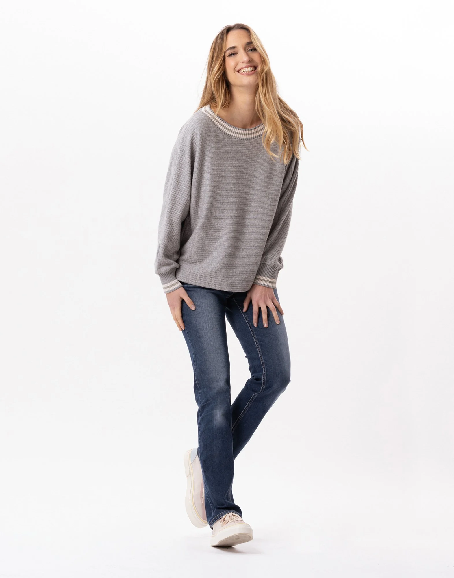 ESMEE 830 - Sweat en maille tricot | Gris