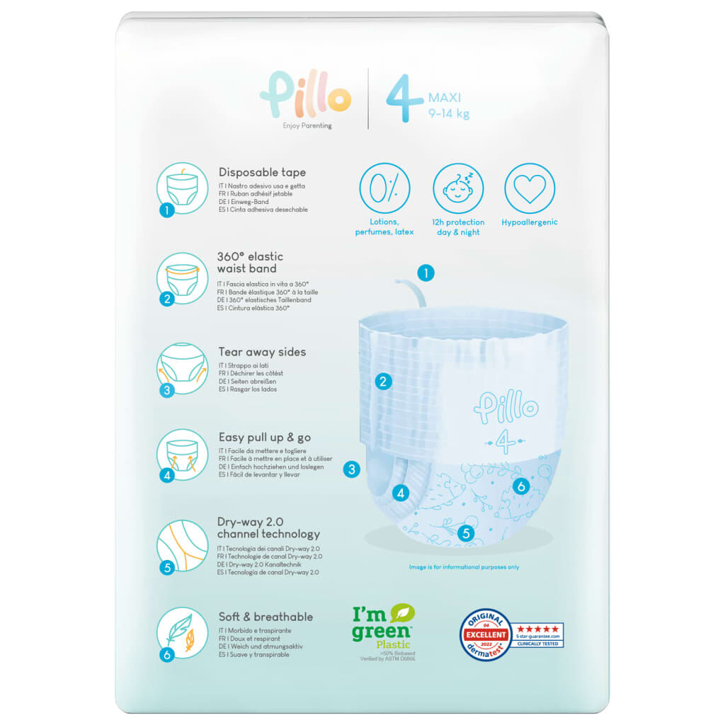 Pillo Baby Luierbroekjes, 132 stuks, maat 4 (9-14 kg)