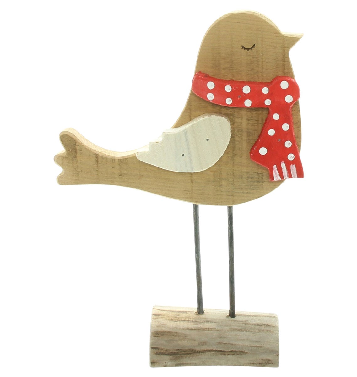 FRANK FLECHTWAREN | Wintervogelfiguur, 20 x 27 cm, HOUT, METAAL