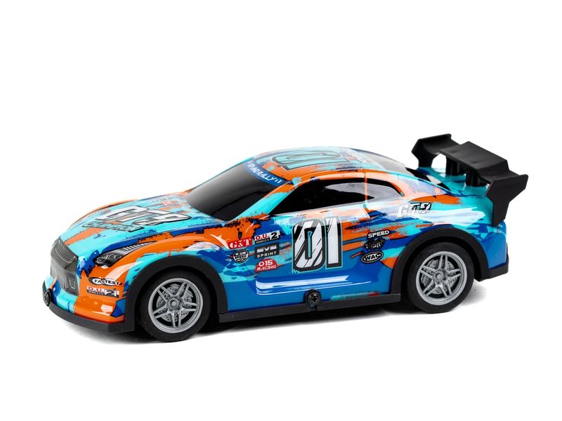 TEC-TOY Auto Champion GT9 mit Licht, Blau/Orange, 1:22 Ferngesteuerter Sportwagen mit Licht für Kinder ab 3 Jahren