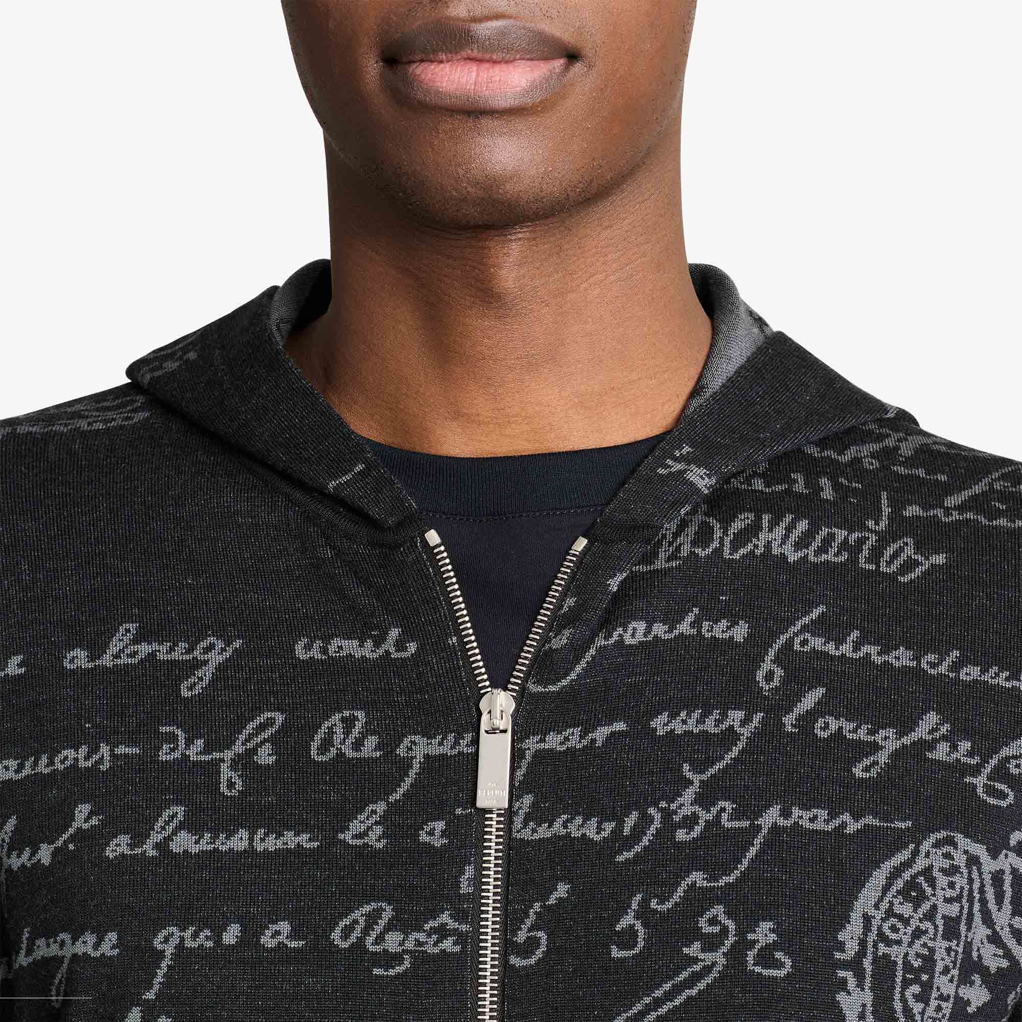 Sweat À Capuche Zippe Scritto