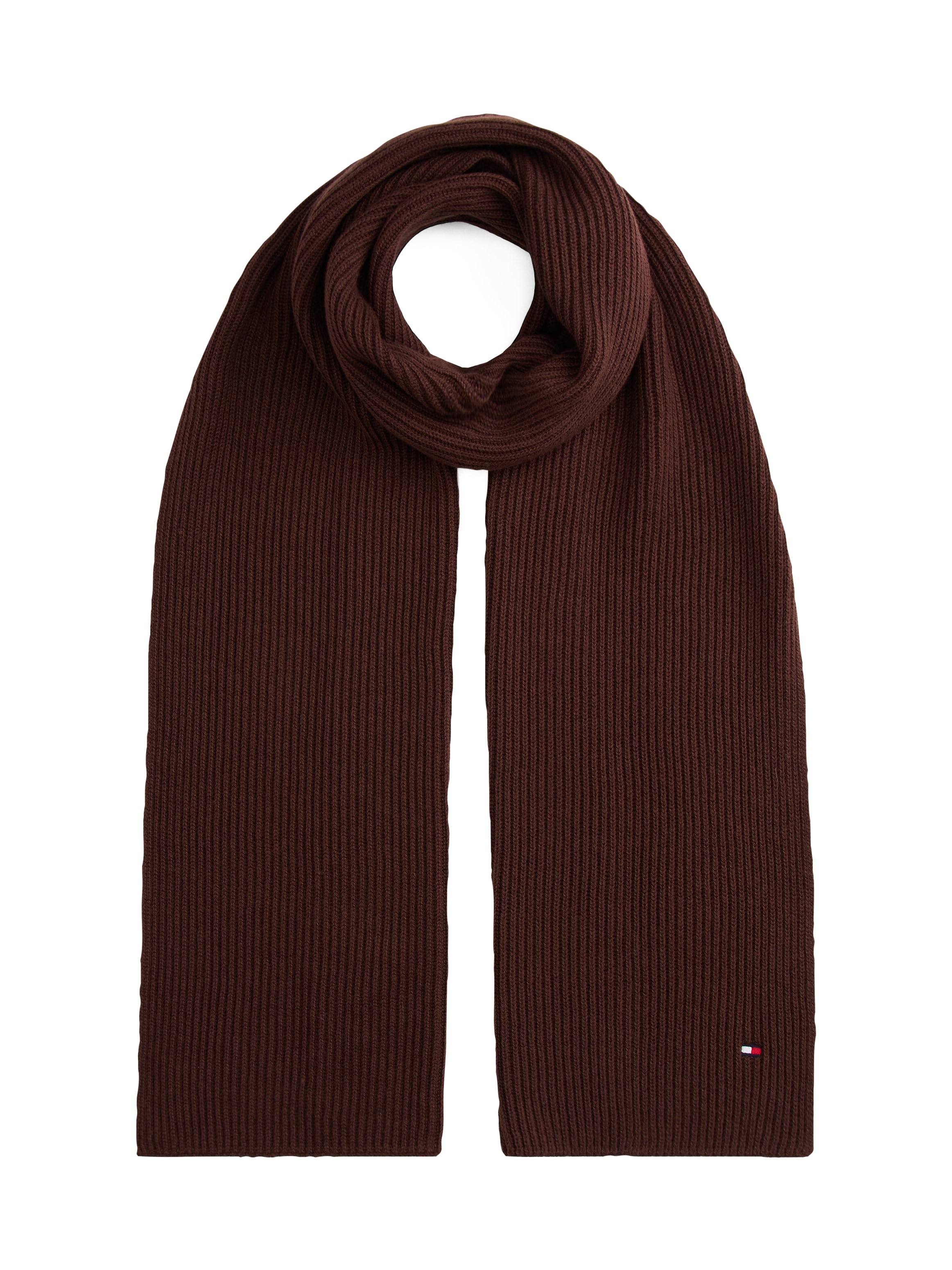 Tommy Hilfiger Strickschal »TH FLAG PIMA COTTON CASH SCARF«, mit Logostickerei, mit Kaschmiranteil Unisex