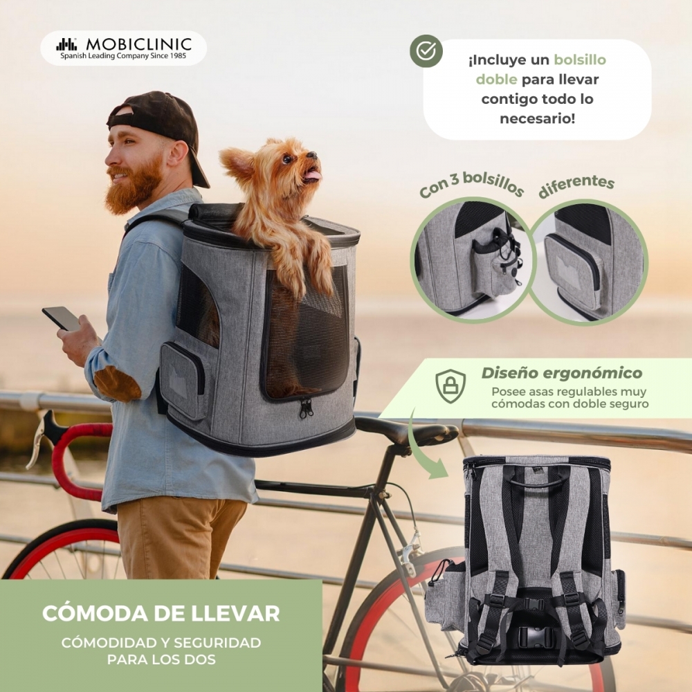 Bolsa de transporte dobrável para animais de estimação, 30 x 25 x 40 cm, com ventilação em tela e bolso duplo lateral, da Thor Mobiclinic.