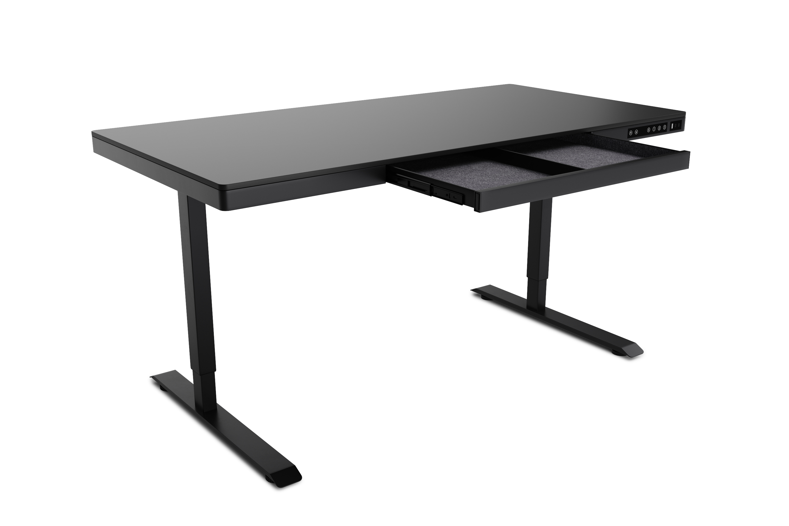 Stehpult elektrisch mit Schublade schwarz 140 x 70 cm