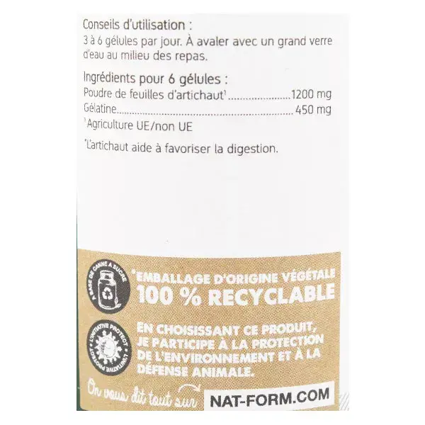 Nat & Form Original Alcachofra 200 cápsulas