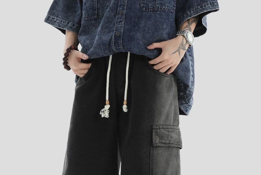 Banash - Gewassen denim shorts met elastische taille