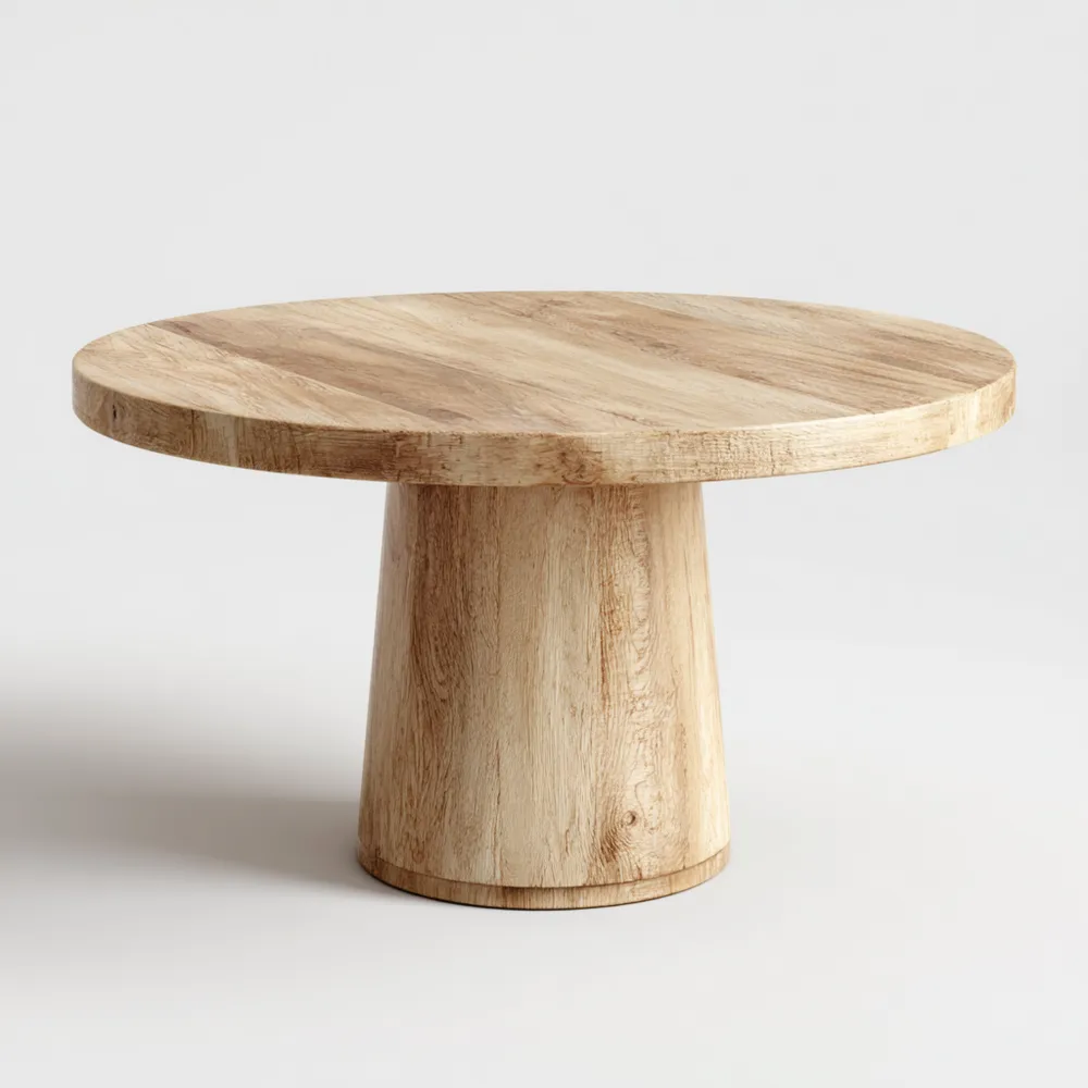 Runder Massivholztisch 120x120x75 cm – Naturholz – Skandinavisches Design