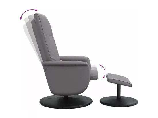 Fauteuil inclinable de massage avec repose-pied gris similicuir