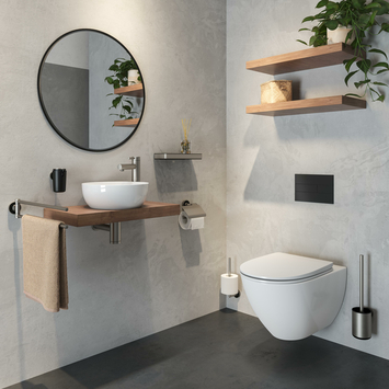 Tiger Cooper toiletrolhouder met klep RVS geborsteld / Zwart