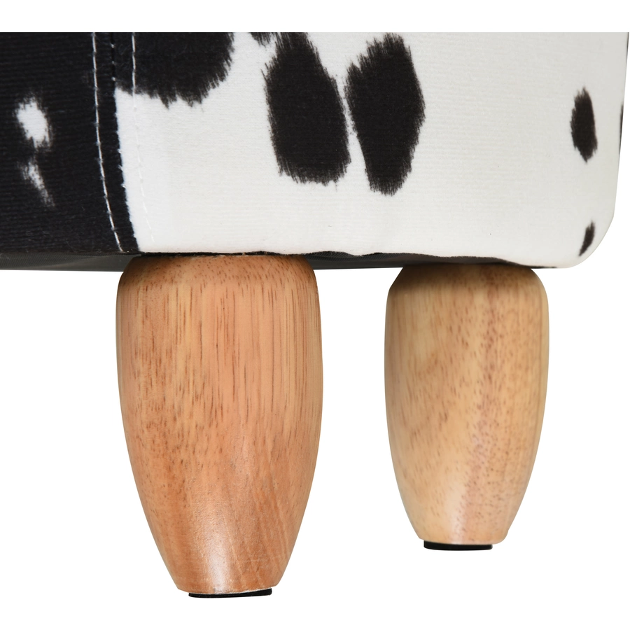 HOMCOM Kinderhocker im Kuh Design schwarz, weiß, natur