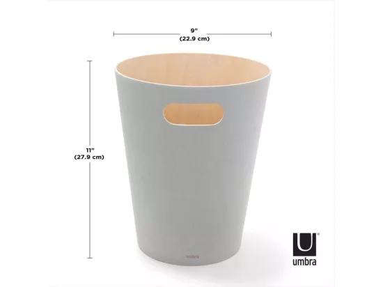 Poubelle à papiers en bois Woodrow grise 7.5L