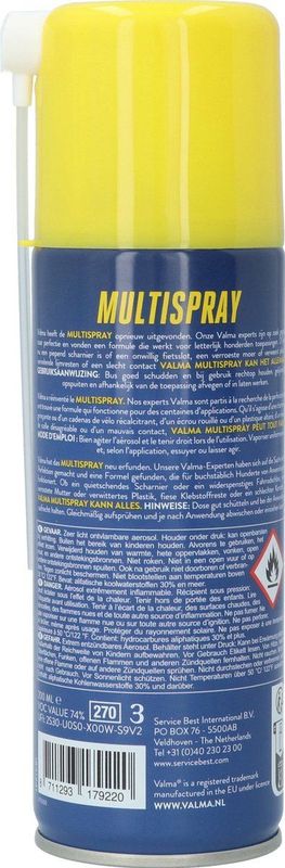 Valma - Multispray - Universele Spray - Reinigen - Beschermen - Smeren