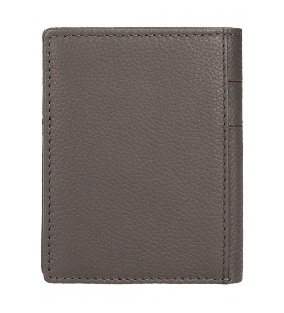 Carteira vertical de couro Pepe Jeans Checkbox cinza