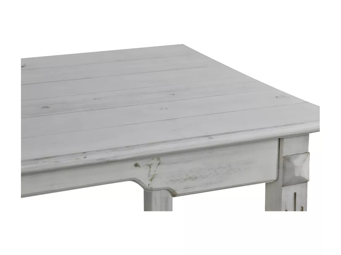 Table à Manger Bois Cerusé Blanc 180x90.5x81.5cm - Décoration d'Autrefois