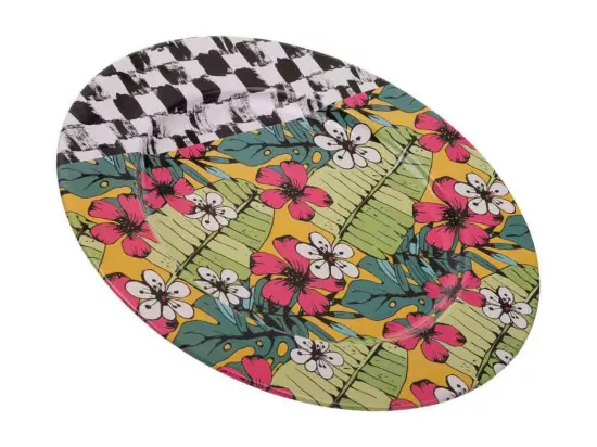 Assiette en métal multicolore d33x1,5h