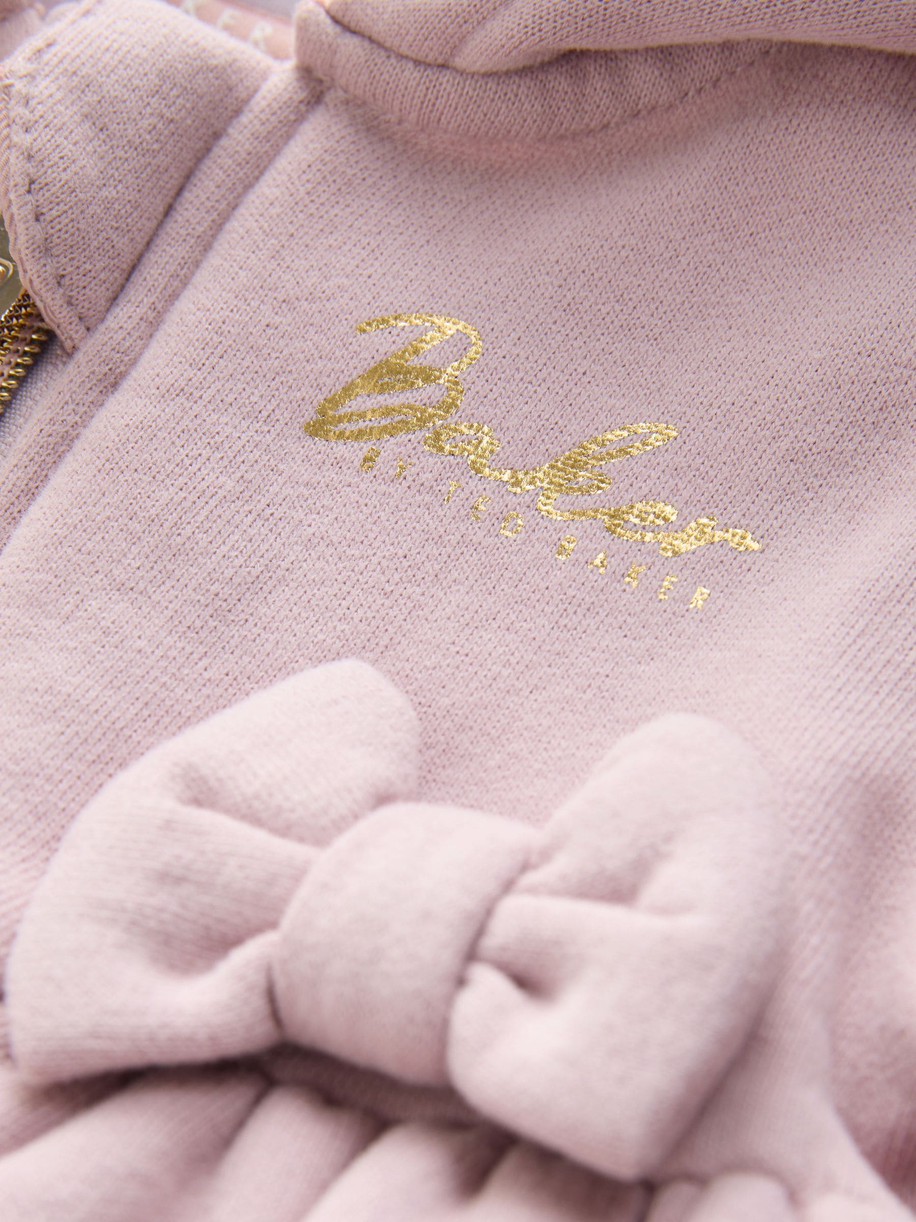 Baker by Ted Baker 3 Piece Dusky Pink Zip-Through Hoodie, T-Shirt & Joggers Set