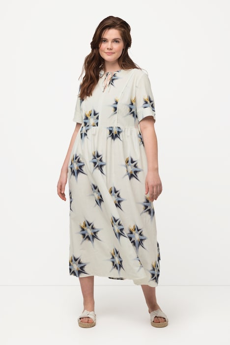 Kleid, Sterne, Rundhals, Halbarm, Biobaumwolle
