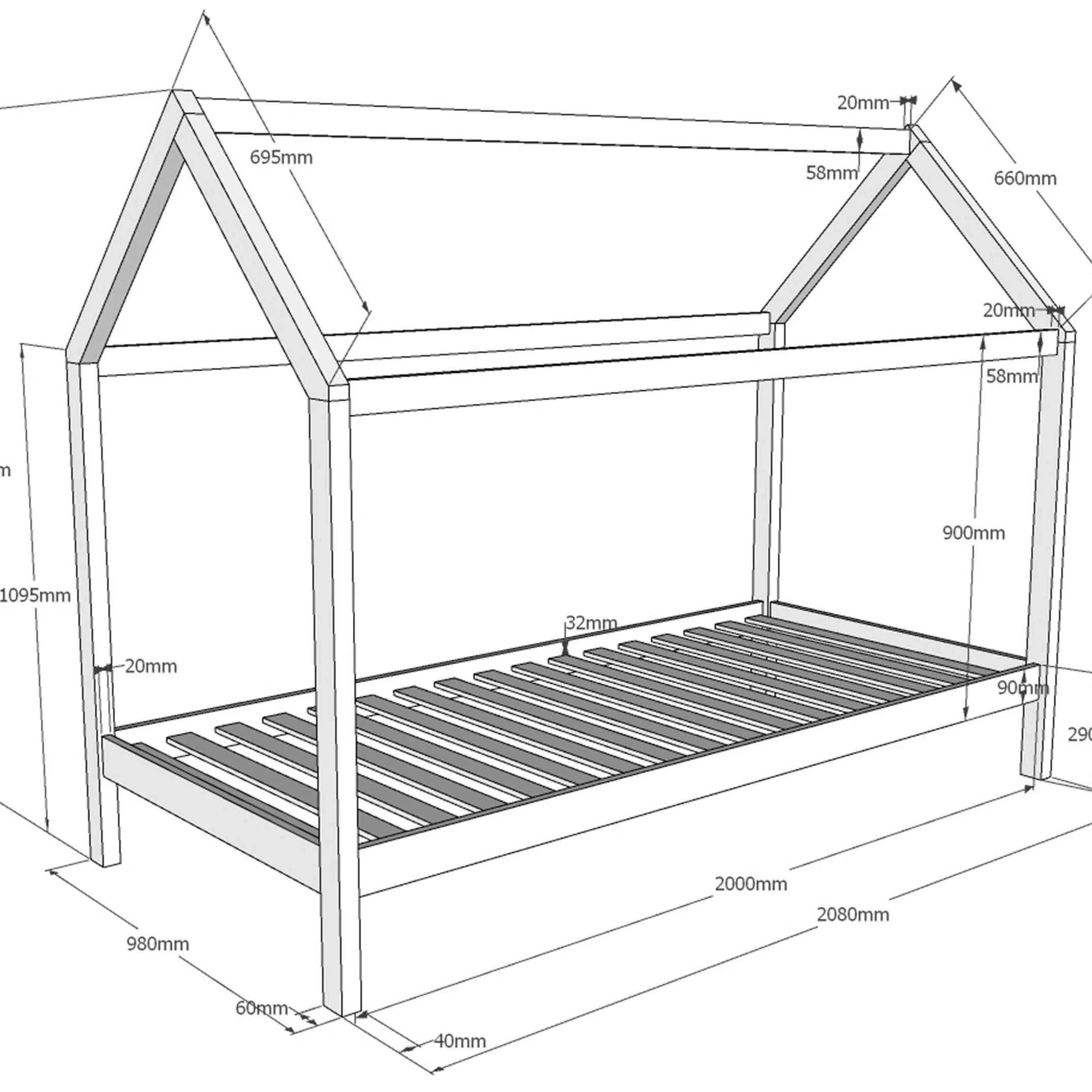 Vipack Dallas Huisbed 90 x 200 cm - Wit