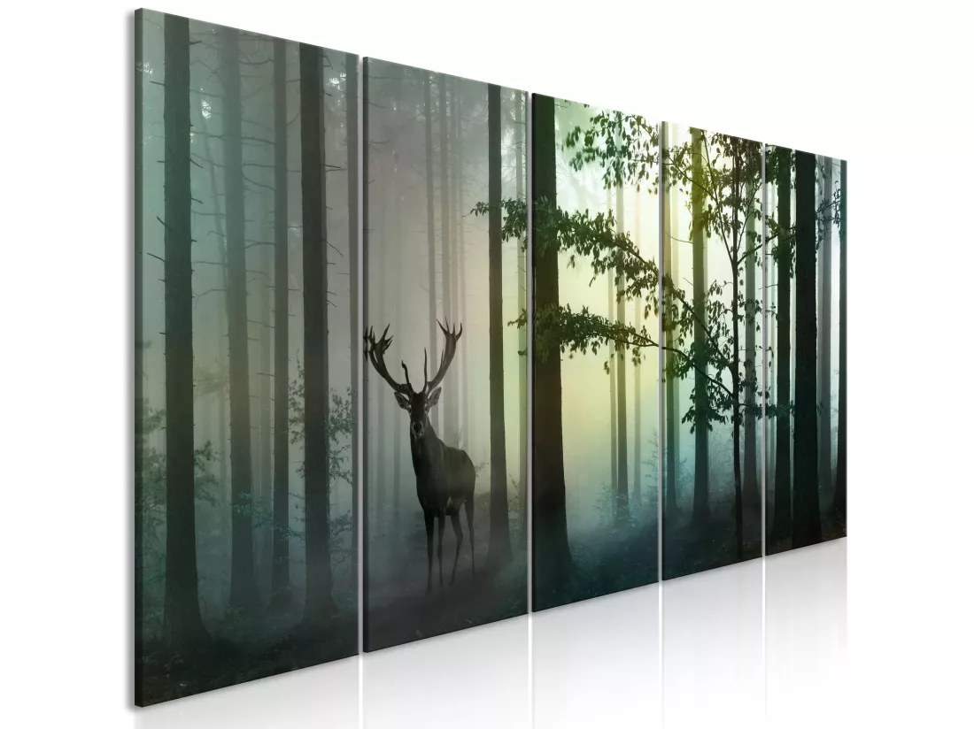 Tableau Matin (5 Parties) Étroit Vert - 225 x 90 cm