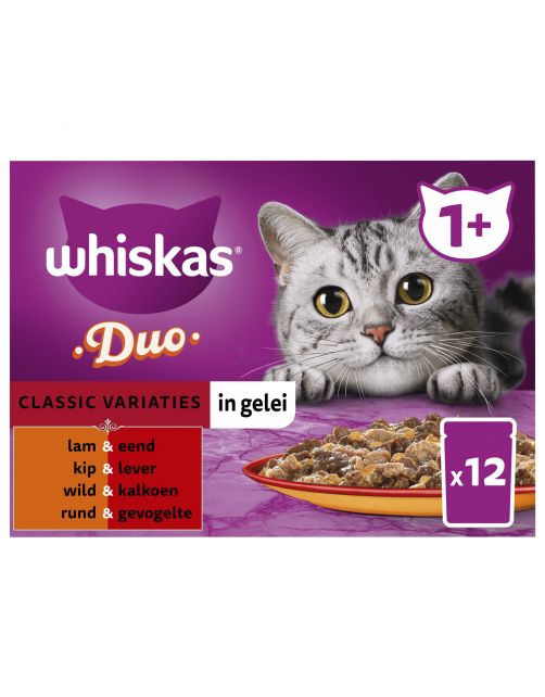 Whiskas 1+ Classic Variaties In Gelei Maaltijdzakjes Multipack - Kattenvoer - 12x85 g