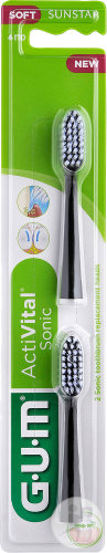 Gum ActiVital Sonic Têtes De Brosse À Dents Soft Noir 2 Pièces