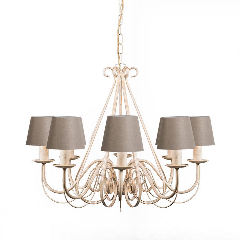 Kroonluchter crème 60 cm met taupe klemkappen - Giuseppe