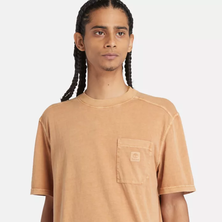 T-shirt à poche poitrine Merrymack River pour homme en jaune foncé
