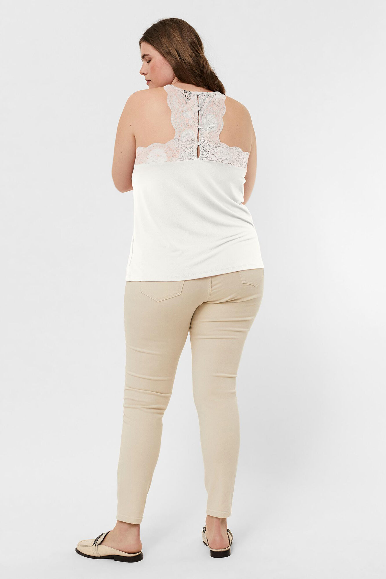 Top de renda plus size - Branco