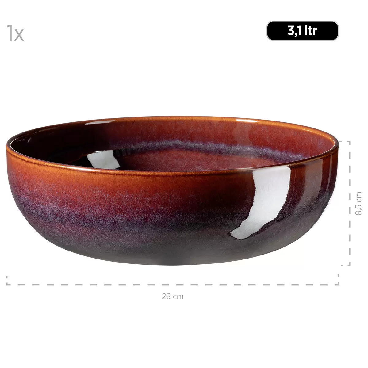 Bowl Set 5tlg. ELINA UNO braun,rot