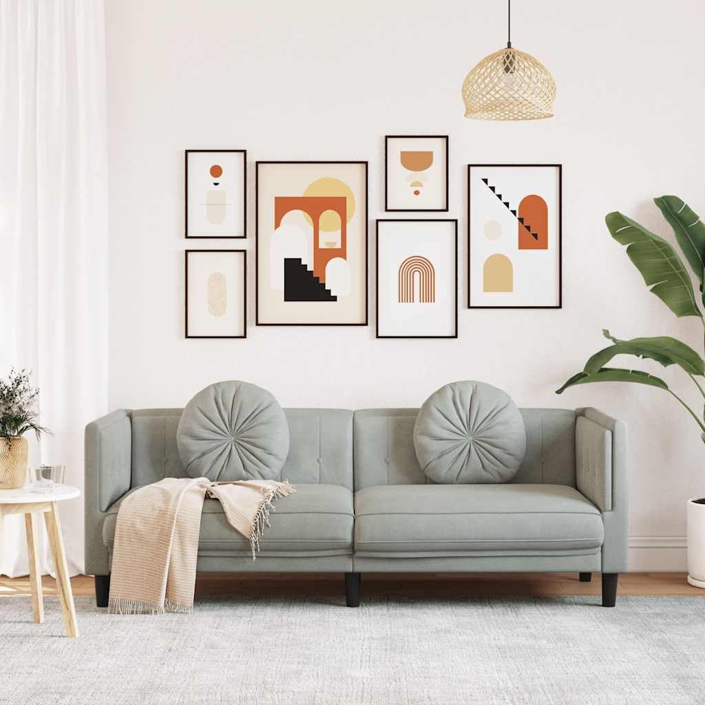 3-Sitzer Sofa Hellgrau Samt 193,5 x 77 x 70 cm mit Kissen Modernes Design Komfortabel & Stabil für Wohnzimmer Büro Schlafzimmer